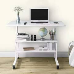 Adjustable height laptop table,study table , with bookshelfs