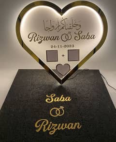 Nikkah Thumb Board Heart Style Simple With Box 0