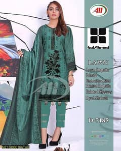 3 pes women. s unstitched lawn Embroidered suit