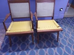 wooden chairs in pair