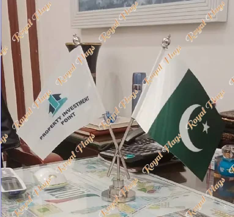 Indoor Pakistan Flag with floor stand | Logo Table Flag | Outdoor Flag 15