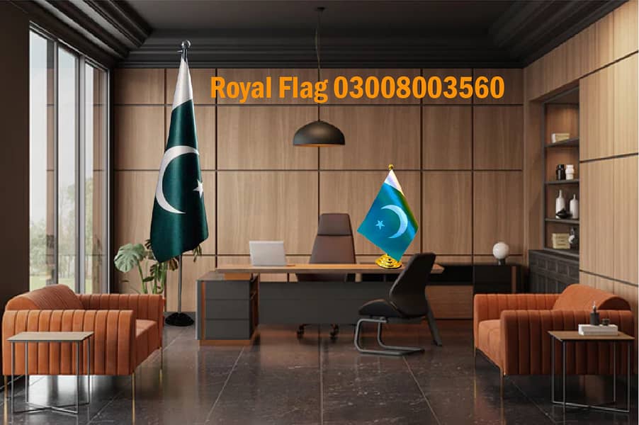 Indoor Pakistan Flag with floor stand | Logo Table Flag | Outdoor Flag 4