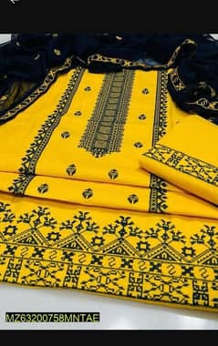 3 pcs women unstitched lawn embroidered suit