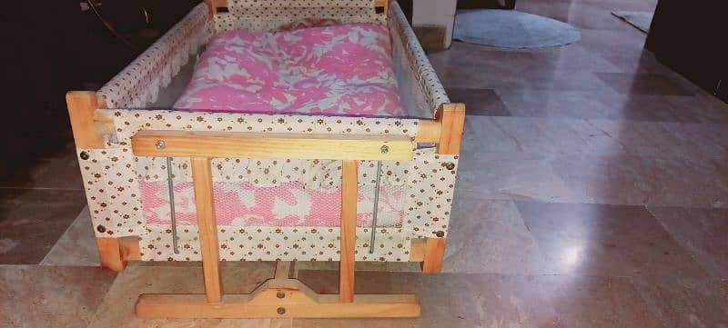 wooden baby cot + swing+ master molty mattress 5