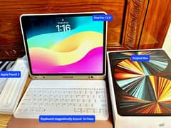 iPad Pro 12.9” M1 256GB 5th Gen WiFi + Apple Pencil 2 +Case & keyboard