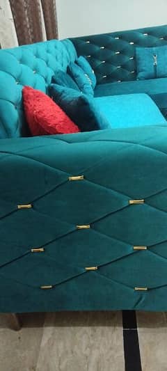 L shaped sofa , Turkish febric with acrylic design