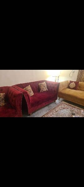 2+2 seater Pink tufed sofa set (70k) 3+2+1 Gold seater sofa set (95k) 4