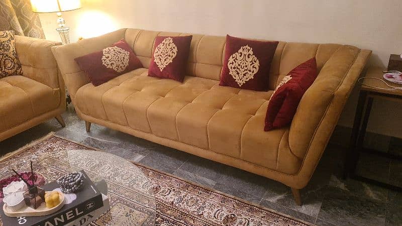 2+2 seater Pink tufed sofa set (70k) 3+2+1 Gold seater sofa set (95k) 5