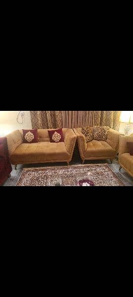 2+2 seater Pink tufed sofa set (70k) 3+2+1 Gold seater sofa set (95k) 7