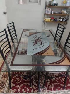 Glass Top Dinning Table with 4 Chairs