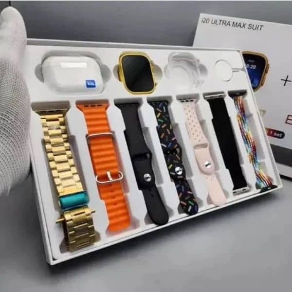 i20 ultra suit max , Watch with 7  diff straps and airpods . . . 3