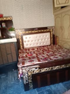 wooden dubel bed set with matters
