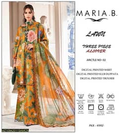 3 Pcs Women’s Unstitched Lawn Digital Print suit