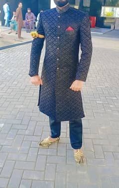 Brand new black shine sherwani qulla khusa