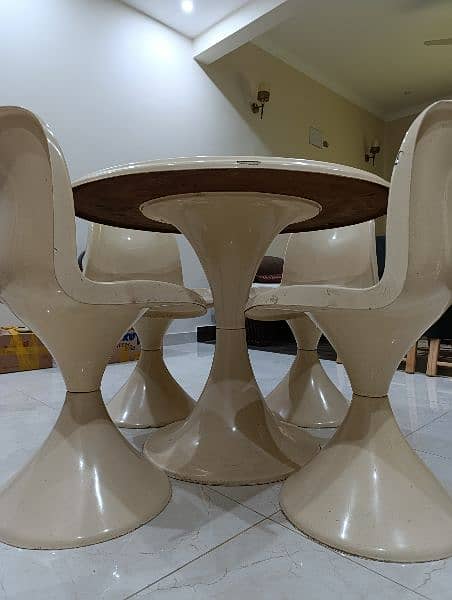 Fiber Plastic Dining Table Set 4