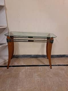 imported console  table in wood and metal .