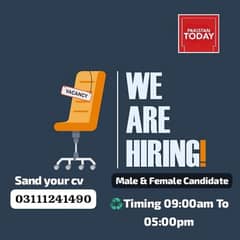 we are hiring male & female candidate for office work