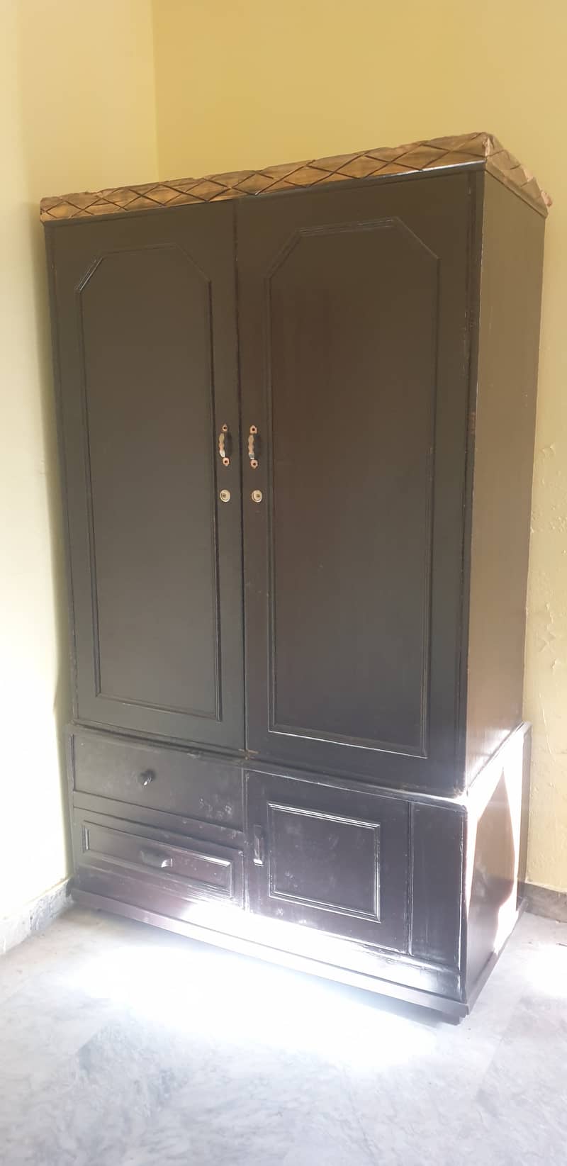 Double Wardrobe Dark Brown Wood 0