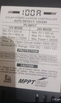 MPPT SOLAR charging control 100A 12 /24 v