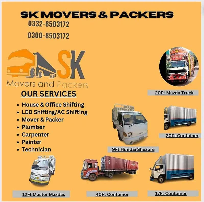 MOVING & SHIFTING GOODS TRANSPORTATION FOR RENT WITH EXPERT LABOURS 0