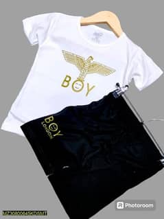 boys cotton printed T. shirt and short set