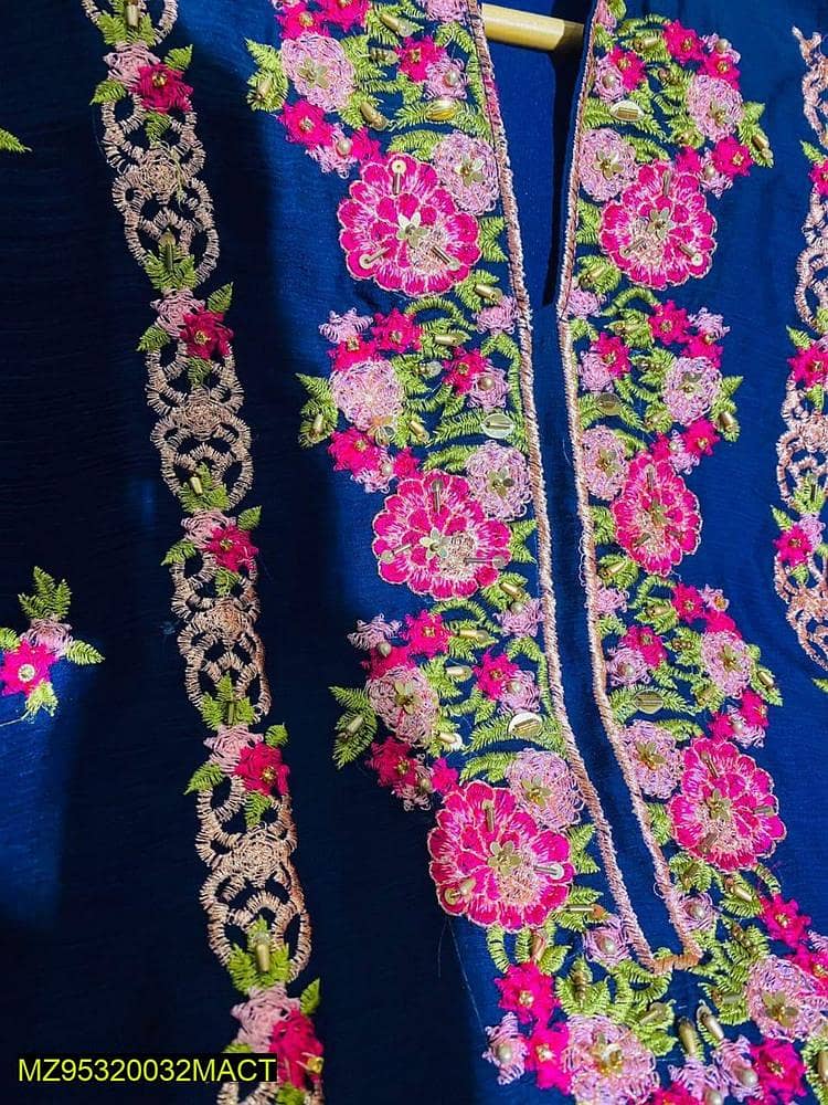 3pcs Women Stitched Chiffon Embroidered Suit 1
