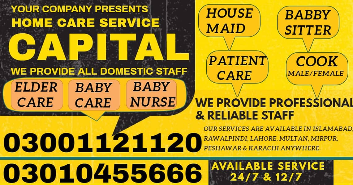 House maids , Maids , Baby Sitter , Chef , Cook , Patient Attendant 0