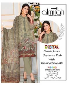classic lawn embroidery suit with diamond dupatta