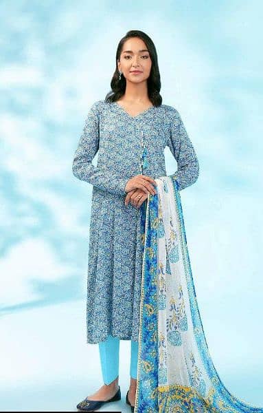 women's unstiched lawn printed suit by nishat 1