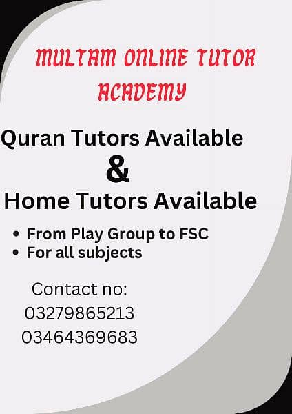 Multan Tutar Academy. The best tutor provider 0