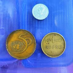 5 rupees commemorative coin and Pakistan minute canteen coin 1 rupee