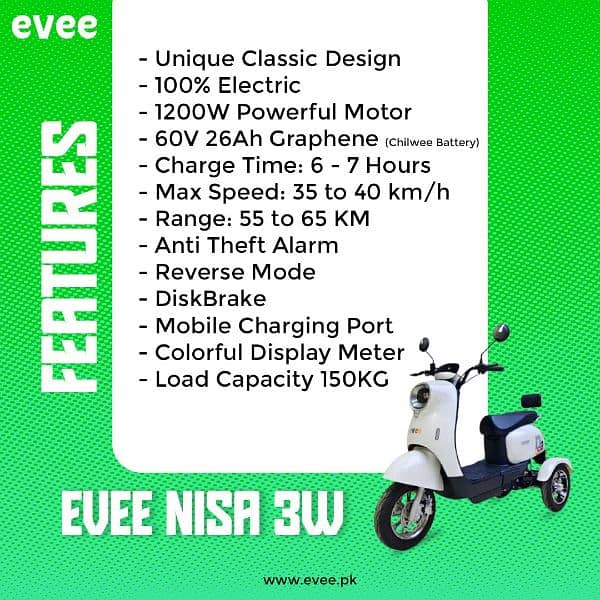 Evee Electric Scooty Nisa 3 Wheeler 2024 New Zero Meter 1