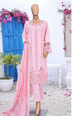 Bin Saeed stitched 3 PC embroided lawn collection 2024