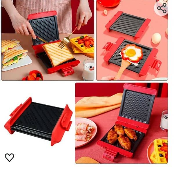 Sandwich Maker Non Stick Coated Plates for Breakfast 5