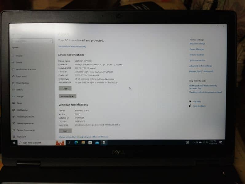 Dell latitude 5580 Core i5 6th generation 8GB 256 GB SSD 7