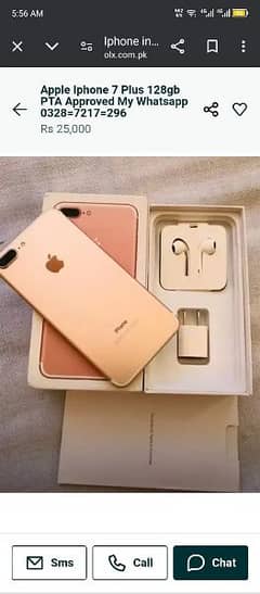 Apple iphone 7 plus 128gb PTA approved My whatsapp 0328=7217=296