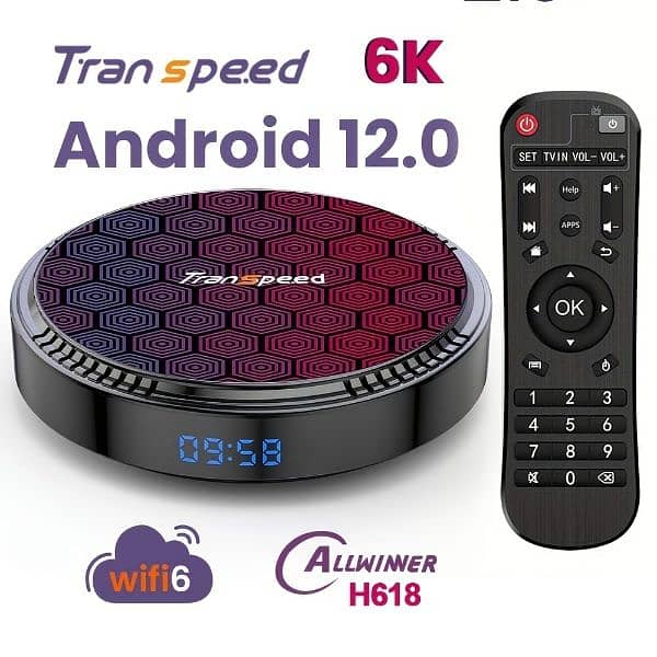 Transpeed 4gb 64gb Android 12 TV Box Dual Wifi BT5.0 H618‏ ‏ 0