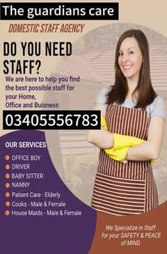 Jobs Hiring/Domestic Staff/Hiring Staff/Maid/Home Staff provider