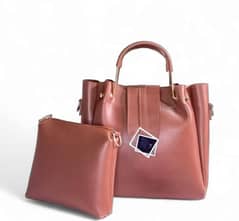 woman Pu leather plain tote bag