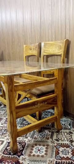 6 chair  wood  dining table for sale