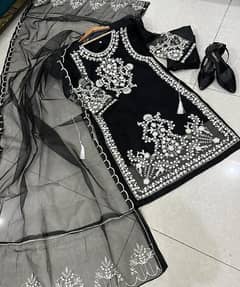 3 Pcs women stitched organza embroidered suit