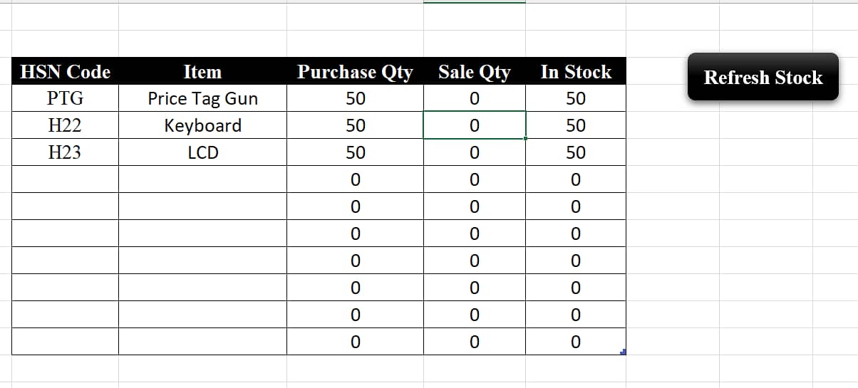 Auto Invoice Stock in Excel - Auto Invoice Generate - PDF Option 3