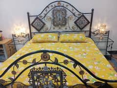 bed set with side tables and seater