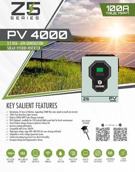 Ziewnic Z5 PV4000 3.2Kva 6th G Solar Hybrid Inverter 1