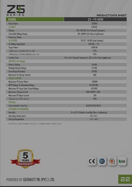 Ziewnic Z5 PV4000 3.2Kva 6th G Solar Hybrid Inverter 2