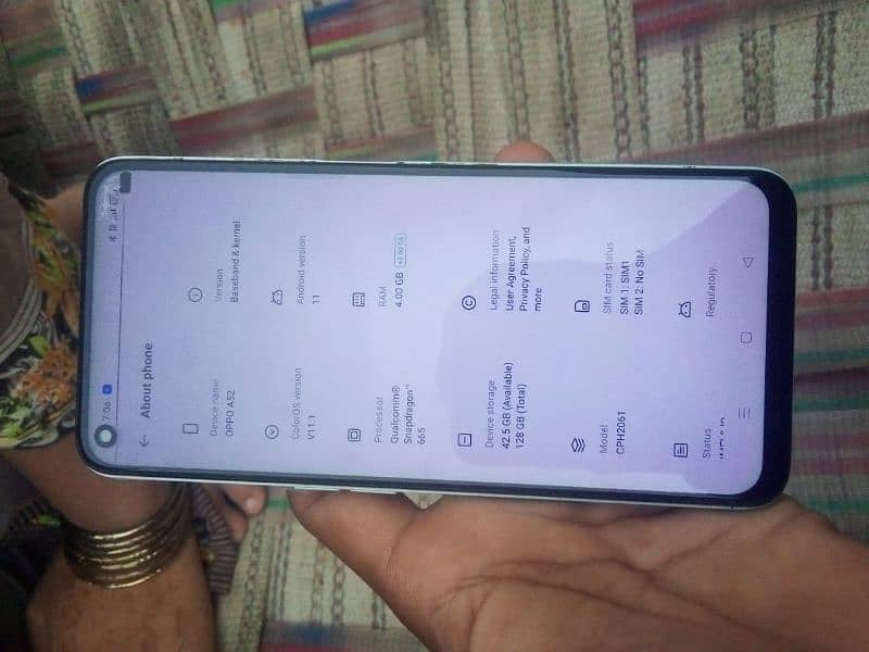 mobile oppo A52 RM 4+3  128 okay hai Koi masala Nahin 15 ok 1