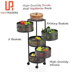 high quality fruits and vegetables rack with wheels moveable