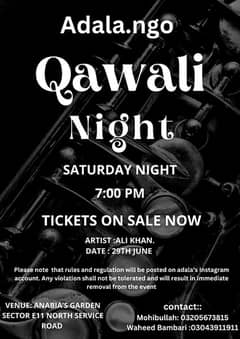 Qawali nights tickets Islamabad