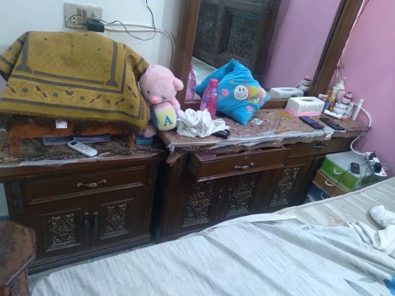 bed without mattress, side table,dressing table 1