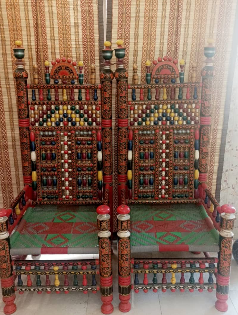 2Handmade Traditional/ stylish Chairs for bed/sitting/cafe room lahore 0